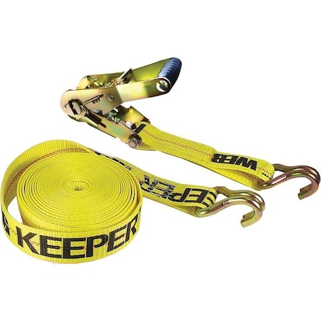 0 TieDown, 2 In W, 27 Ft L, Polyester, Yellow, 3333 Lb, JHook End Fitting